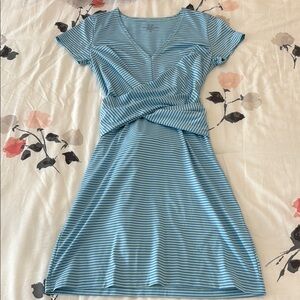 Vineyard Vines Blue Toe Back Mini Dress with V Neck